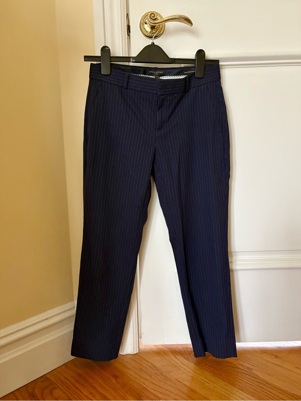 Banana Republic Avery Women's Petite 0P Navy Pinstripe Suit Pants Pockets